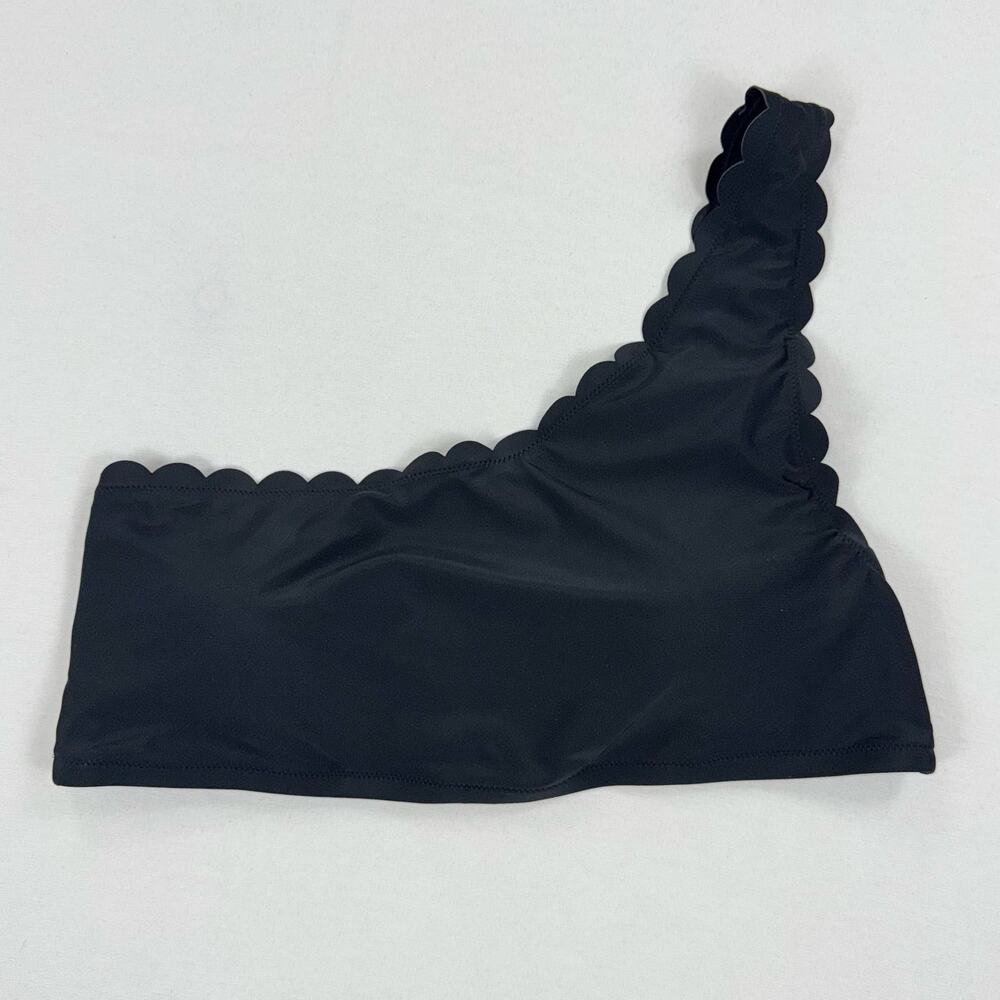J Crew Factory Womens Scalloped One Shoulder Bikini Top XL Black - Picture 2 of 9